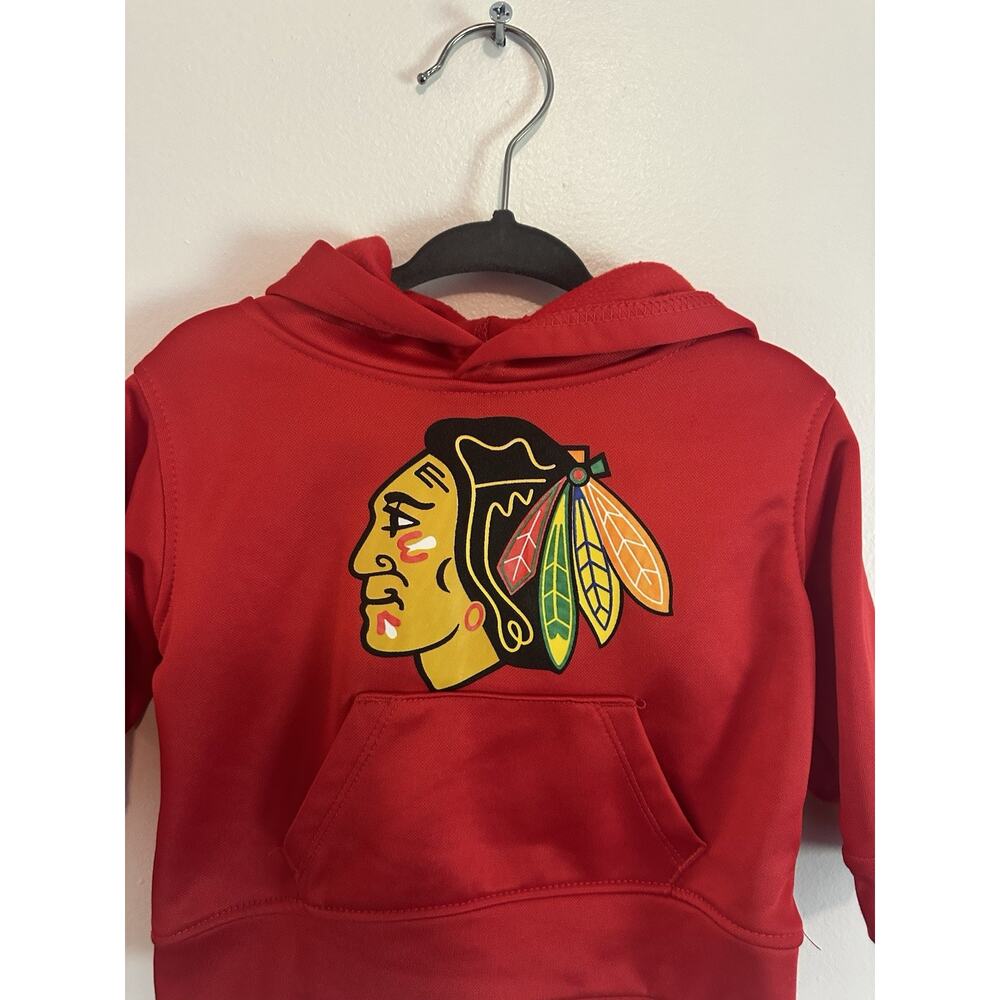NHL Chicago Blackhawk’s Hockey Baby Toddler Red Hoodie Kids Sweatshirt Size 12 M